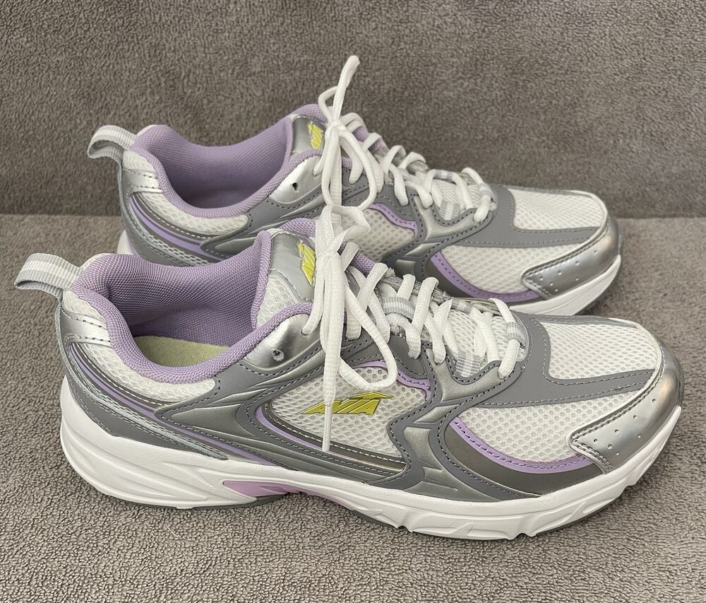 Avia Women's 5000 Memory Foam Sneakers, Silver, white, Purple Size 11